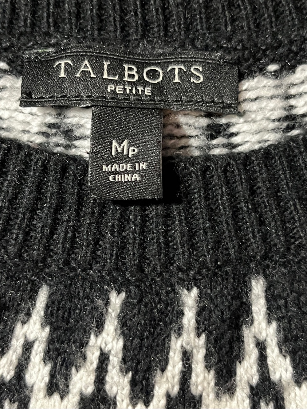 TALBOTS Black Crewneck
Spirited Fair Isle Sweater SZ: MP NWOT - Picture 3 of 6